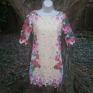 Flowery lace cutout dress